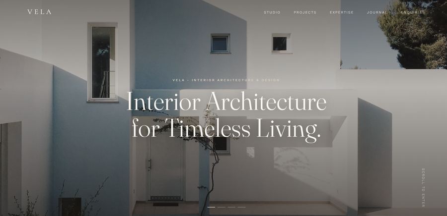 Vela interior architecture studio website